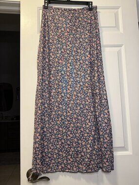 Originality Navy Ditsy Floral Mesh Maxi Skirt Size L